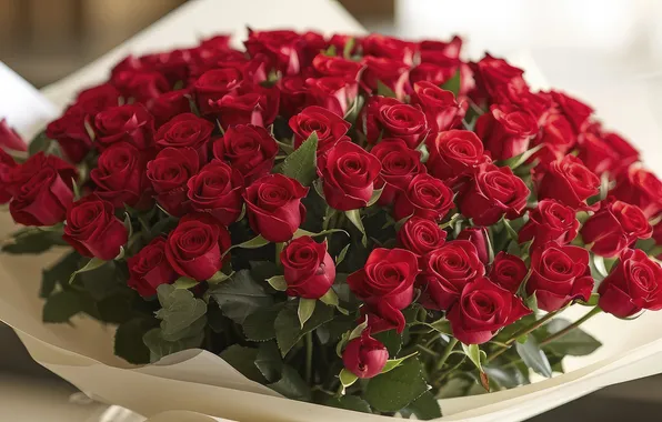 Flowers, holiday, gift, roses, bouquet, red, bow, March 8