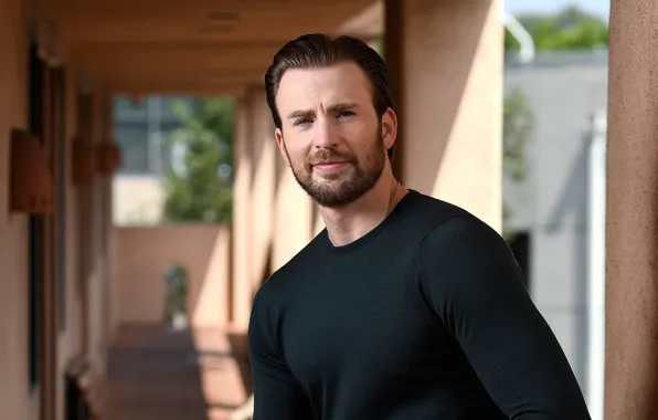 Look, pose, street, beard, actor, Chris Evans, Chris Evans