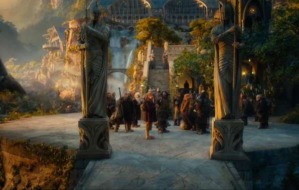 Picture dwarves, stage, statues, Rivendell, Rivendell, The hobbit, The Hobbit, An unexpected journey