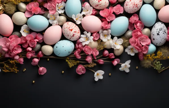 Holiday, eggs, spring, Easter, painted, eggs, composition, AI art