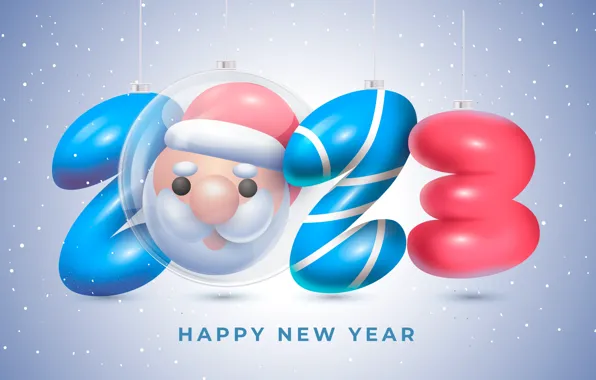 Winter, snow, strips, transparent, ball, figures, red, New year