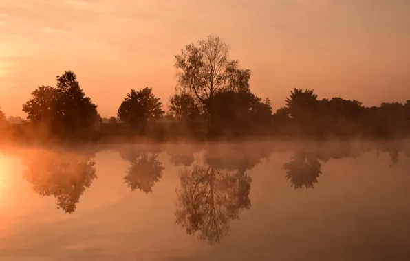 Water, Reflection, Morning, Evaporation