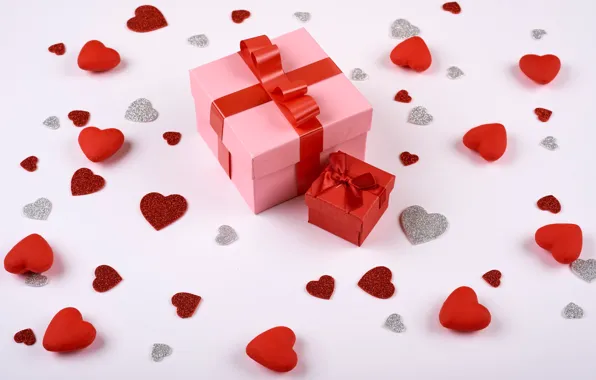 Gift, hearts, Valentine's Day