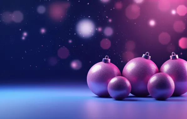 Balls, Christmas, purple, New year, lilac, Christmas decorations, lilac background, AI art