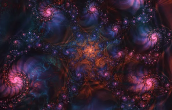 Purple, orange, abstraction, lilac, pink, pattern, dark, spiral