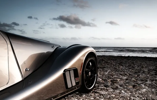 Picture the sky, water, shore, silver, supercar, twilight, Aero, Morgan