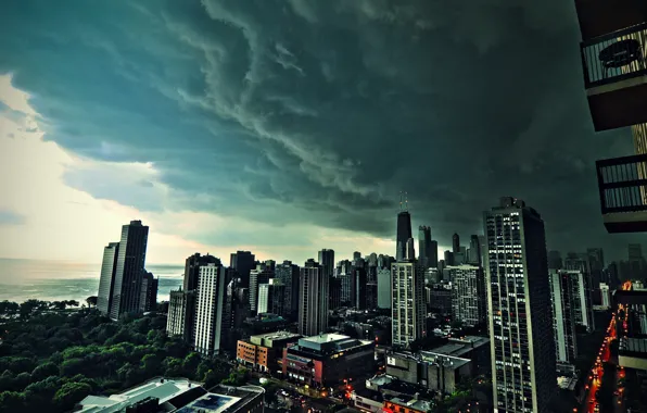 Picture clouds, the city, background