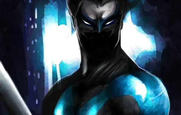 Picture look, weapons, mask, art, costume, Nightwing