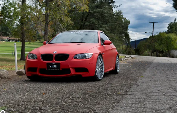 BMW, Red, Matte, Stance, Wheels