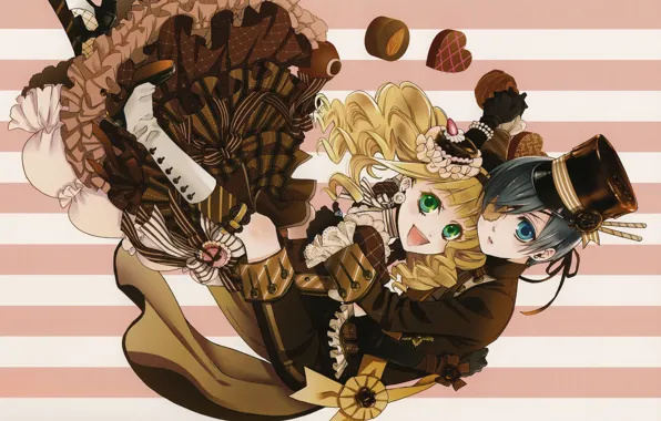 Sweets, gloves, green eyes, ruffles, eye patch, Dark Butler, Kuroshitsuji, Ciel Phantomhive