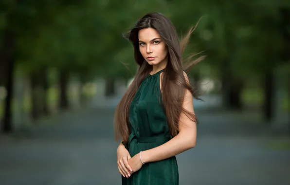 Picture look, girl, Park, photo, hair, brunette, beauty, bokeh