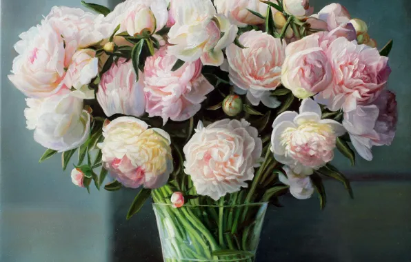 Picture stems, bouquet, picture, vase, pink, still life, peonies, Zbigniew Kopania