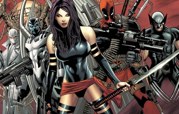 Wolverine, Deadpool, comic, superheroes, Marvel Comics, Psylocke