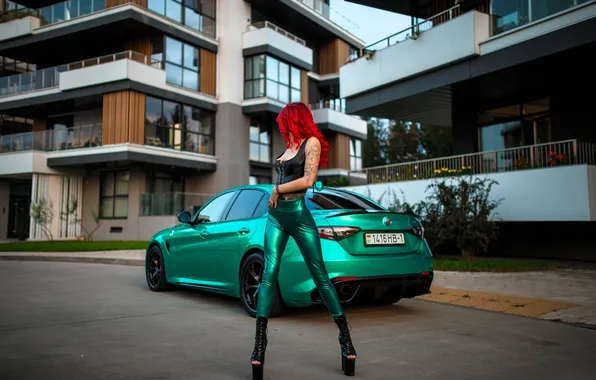 Road, machine, street, home, shoes, tattoo, top, red hair