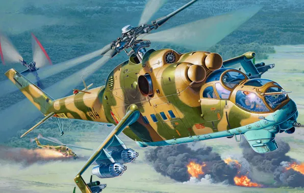 Picture art, Mi-24, Attack helicopter, OF THE AIR FORCE OF THE GDR