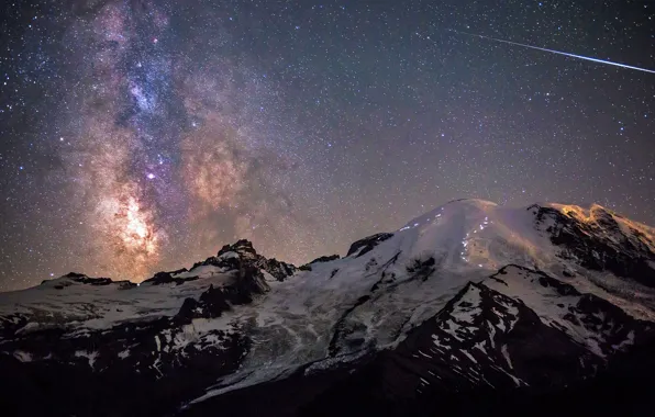 The sky, stars, night, USA, The Milky Way, Washington, Mount Rainier National Park