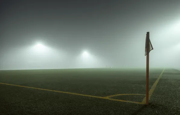 Field, fog, sport, flags