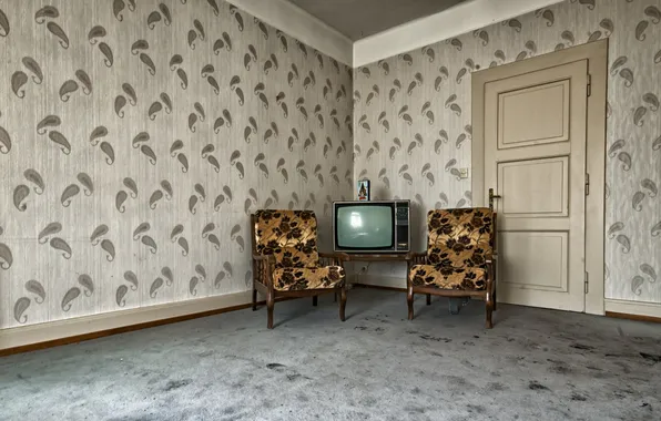 Picture room, interior, TV, chairs