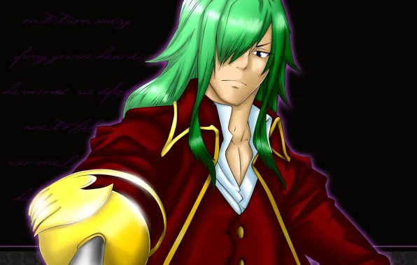Look, guy, green hair, saber, Fairy Tail, Fairy Tail