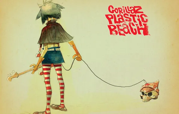 Picture skull, art, gorillaz, noodle, Plastic Beach