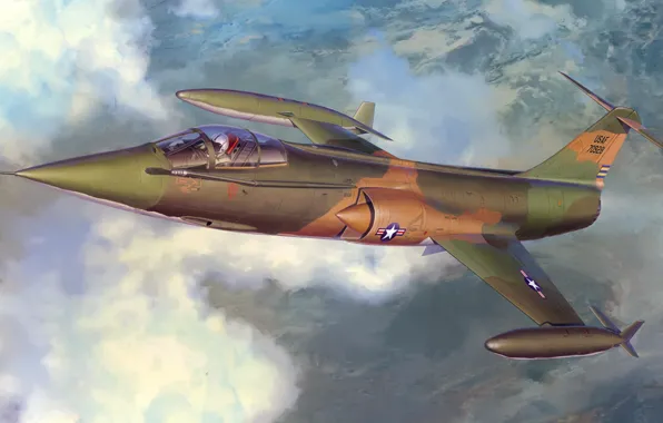 Fighter, war, art, painting, aviation, jet, Lockheed F-104 Starfighter