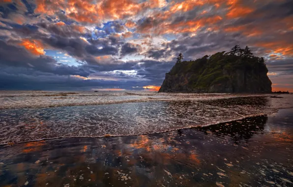 Picture sea, wave, beach, sunset, island