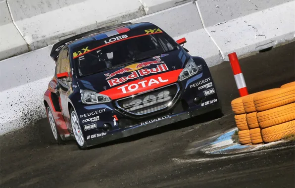 Peugeot, Skid, Peugeot, Loeb, The front, 208, WorldRX