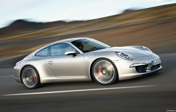 Grey, supercar, in motion