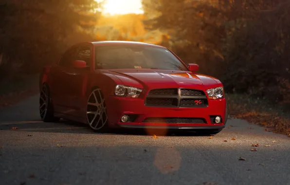 Picture sunset, red, red, Dodge, dodge, charger, the charger, R/T