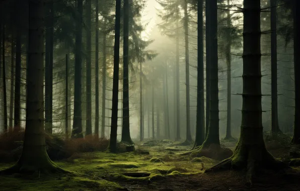 Forest, darkness, moss