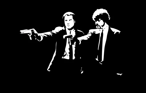 The film, pulp fiction, black and white