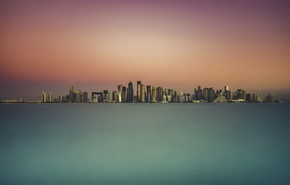 Picture sunset, the city, Doha