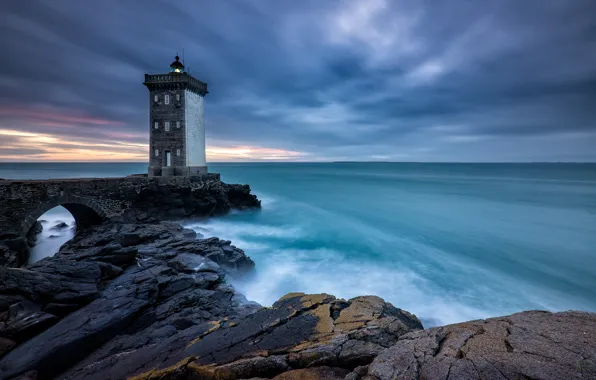 Picture sea, shore, lighthouse, France, Brittany, Le Conquet