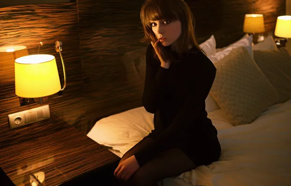 Girl, Photo, Look, Model, Girl, Hair, Eyes, Bed