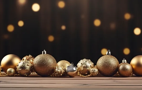 Decoration, balls, New Year, Christmas, golden, new year, Christmas, balls