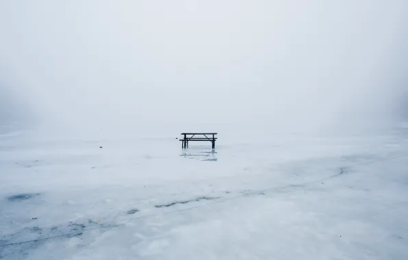 Winter, ice, bench