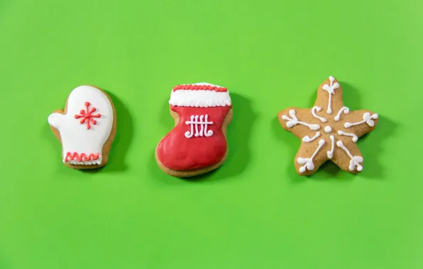 Winter, holiday, minimalism, sock, cookies, Christmas, three, New year