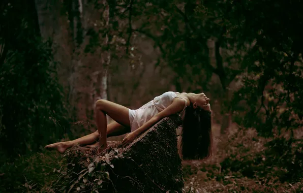 Forest, girl, stones, Miriam