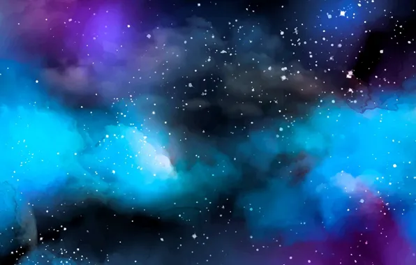 Stars, nebula, watercolor