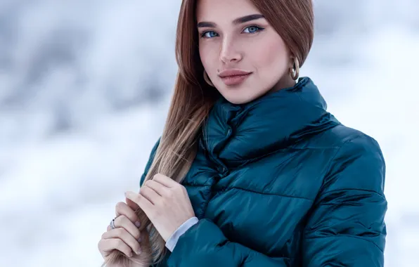 Picture look, snow, hair, Girl, Sergey Sorokin, Luba Ivanova