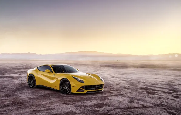 Yellow, desert, the ferrari f12