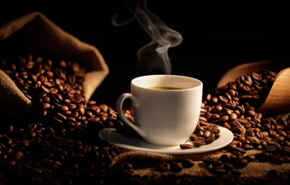 Coffee, grain, Cup, bag, coffee beans, coffee, Cup, bag