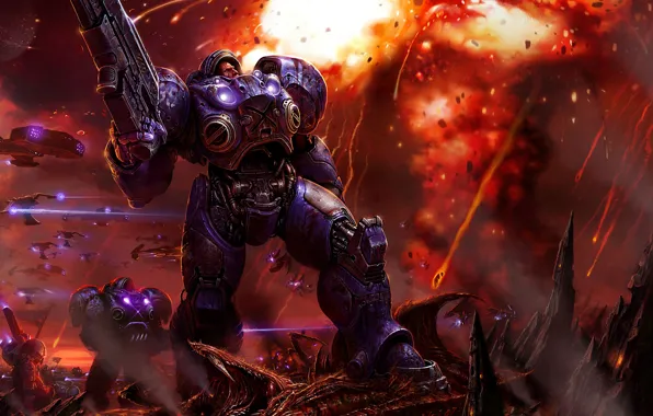 The explosion, armor, Terran, Starcraft, shots, Zerg, infantry weapons