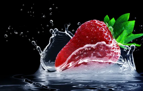 Picture water, squirt, splash, strawberry