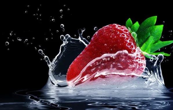 Water, squirt, splash, strawberry