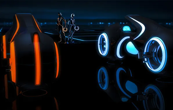 Picture people, transport, art, costume, motorcycle, Tron Legacy, drives