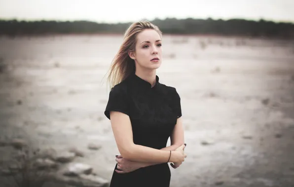 Look, blur, black dress