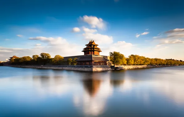 Picture river, China, architecture, Beijing Forbidden City Moat