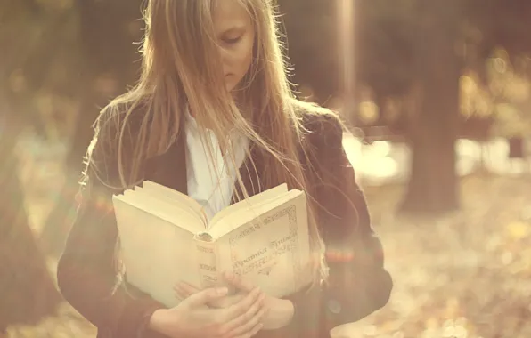 Girl, background, book
