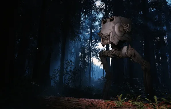 Picture forest, trees, Electronic Arts, star wars battlefront, At-st walker
